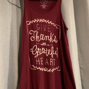 Give thanks maroon tank top